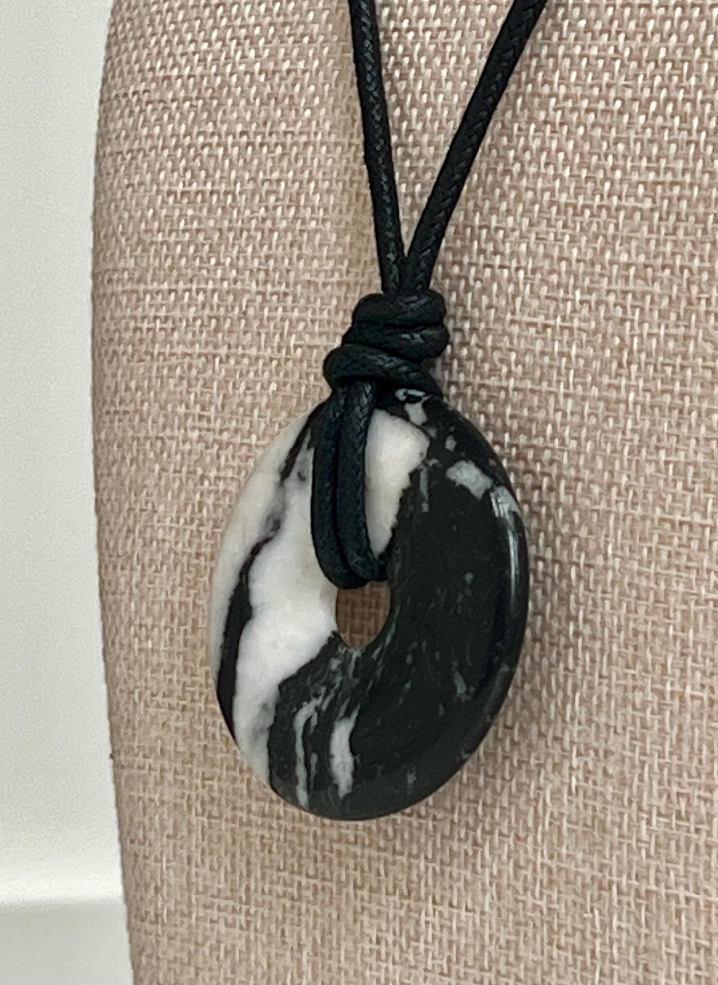Zebra Jasper Donut Bead Necklace