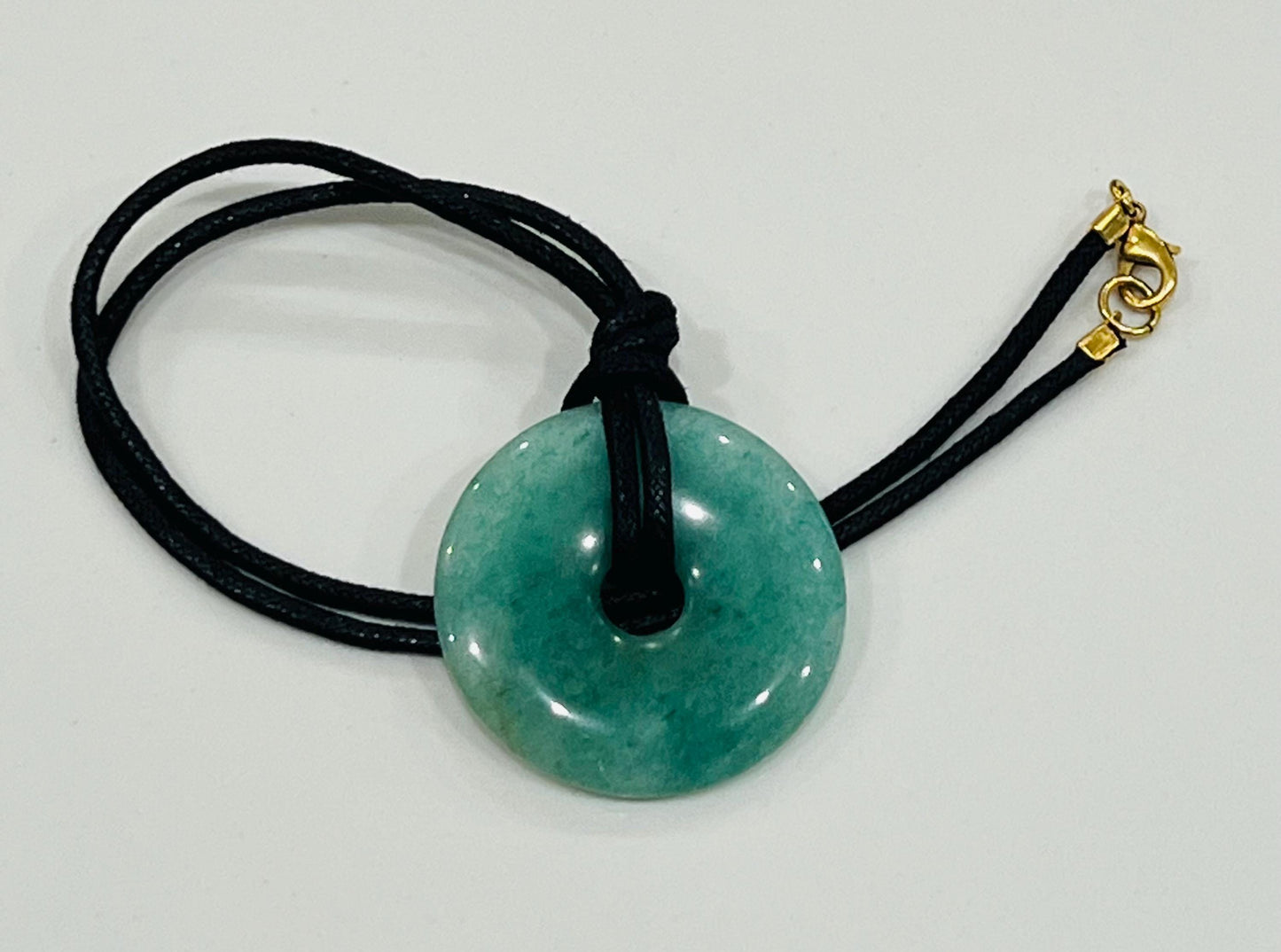 Green Aventurine Donut Bead Necklace 50mm Gorgeous Green Statement Pendant Necklace Layering Necklace Semi-Precious Natural Gemstones