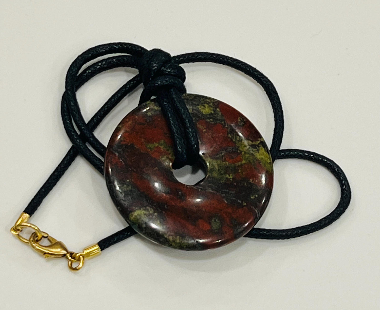 Dragons Blood Jasper Donut Bead Necklace 50mm Gorgeous Jasper Statement Pendant Necklace Layering Necklace Semi-Precious Natural Gemstones