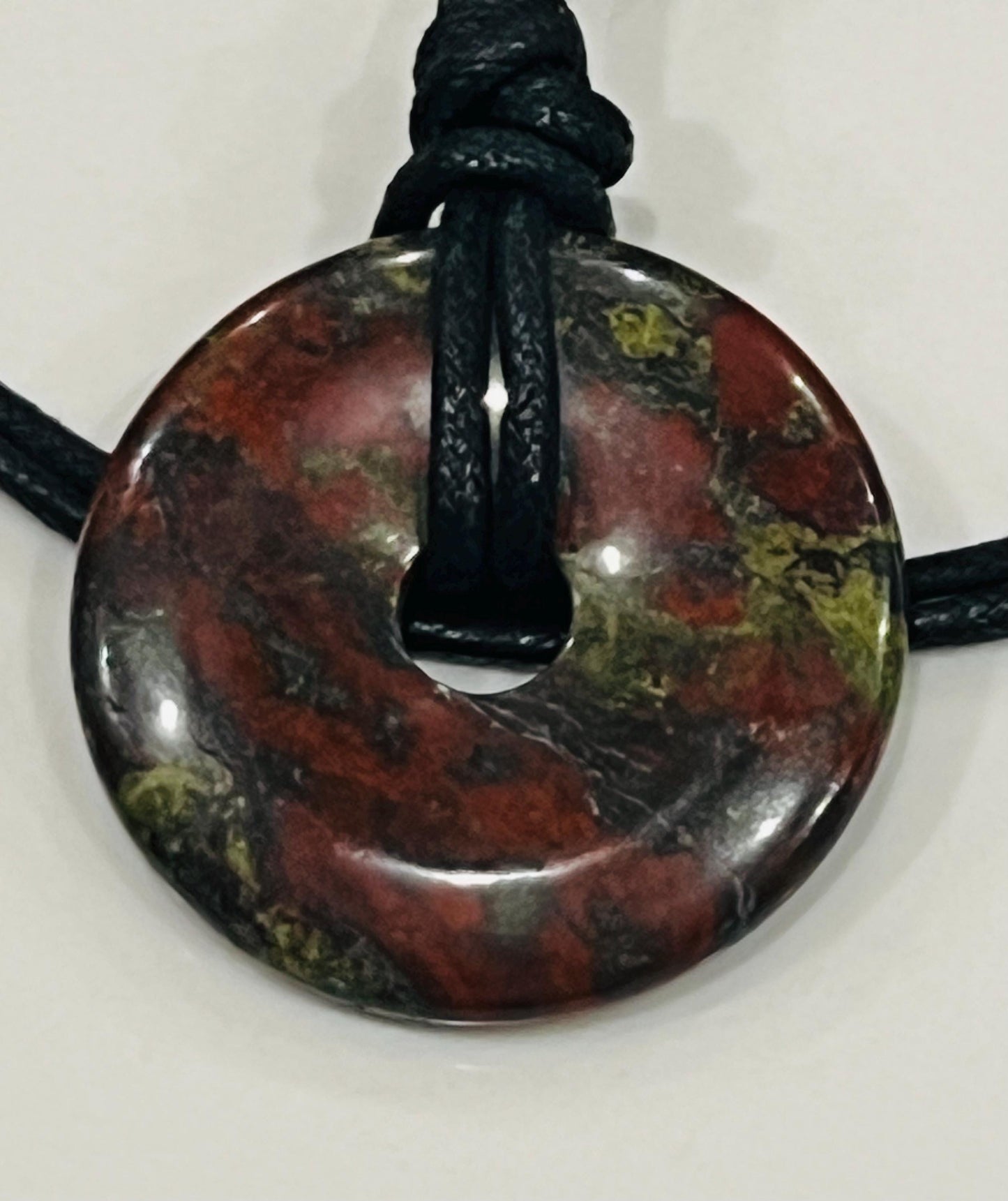 Dragons Blood Jasper Donut Bead Necklace 50mm Gorgeous Jasper Statement Pendant Necklace Layering Necklace Semi-Precious Natural Gemstones