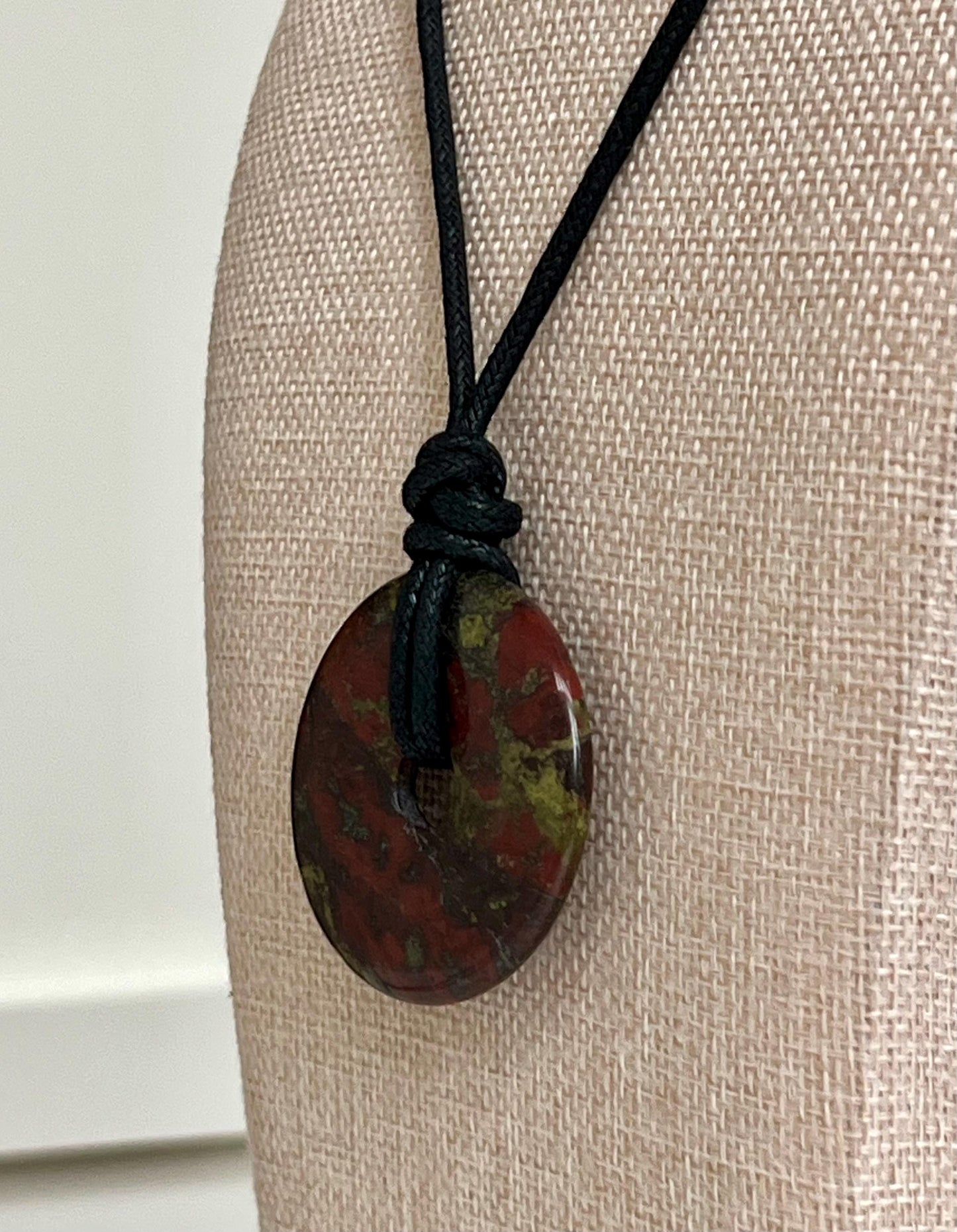 Dragons Blood Jasper Donut Bead Necklace 50mm Gorgeous Jasper Statement Pendant Necklace Layering Necklace Semi-Precious Natural Gemstones