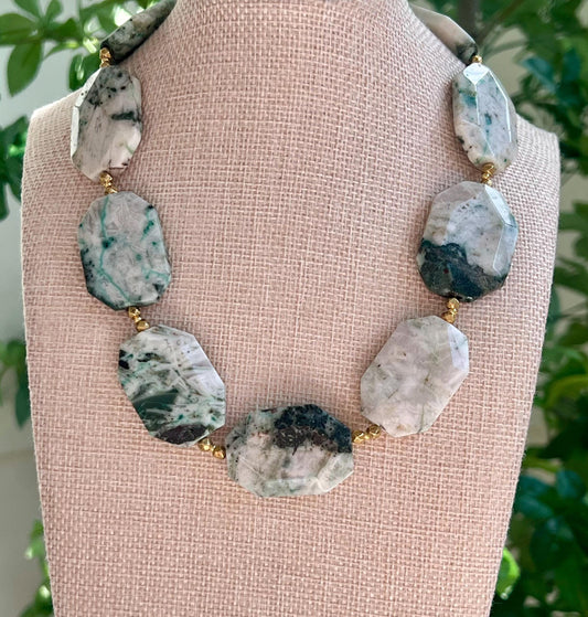 Sky Mountain Jade Beaded Chunky Necklace