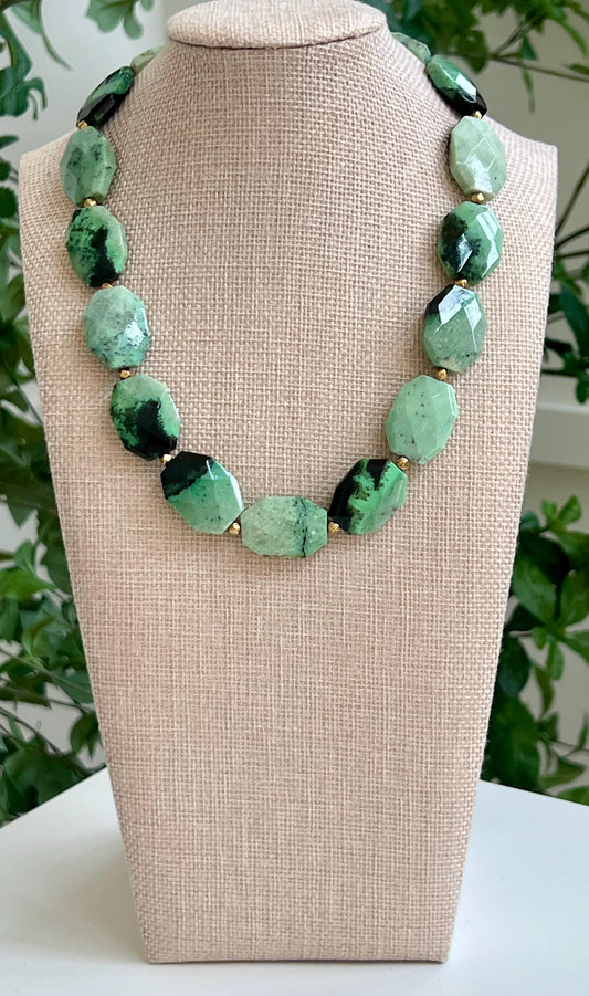 Hydrogrossular Garnet Beaded Chunky Necklace