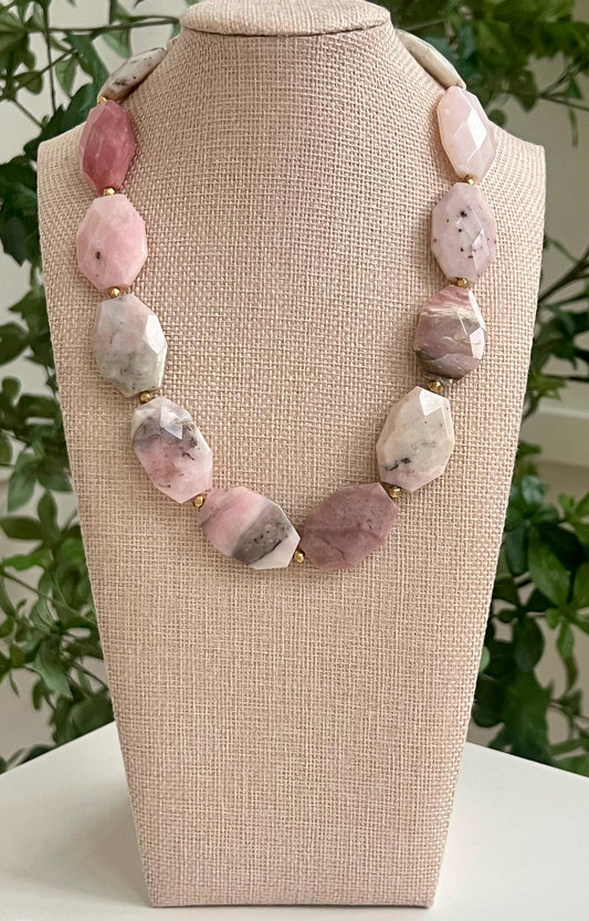Pink Opal Beaded Necklace