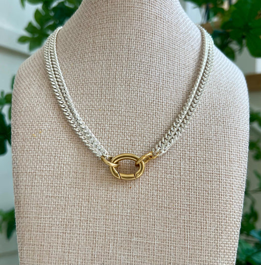 Silver Double Curb Chain Necklace