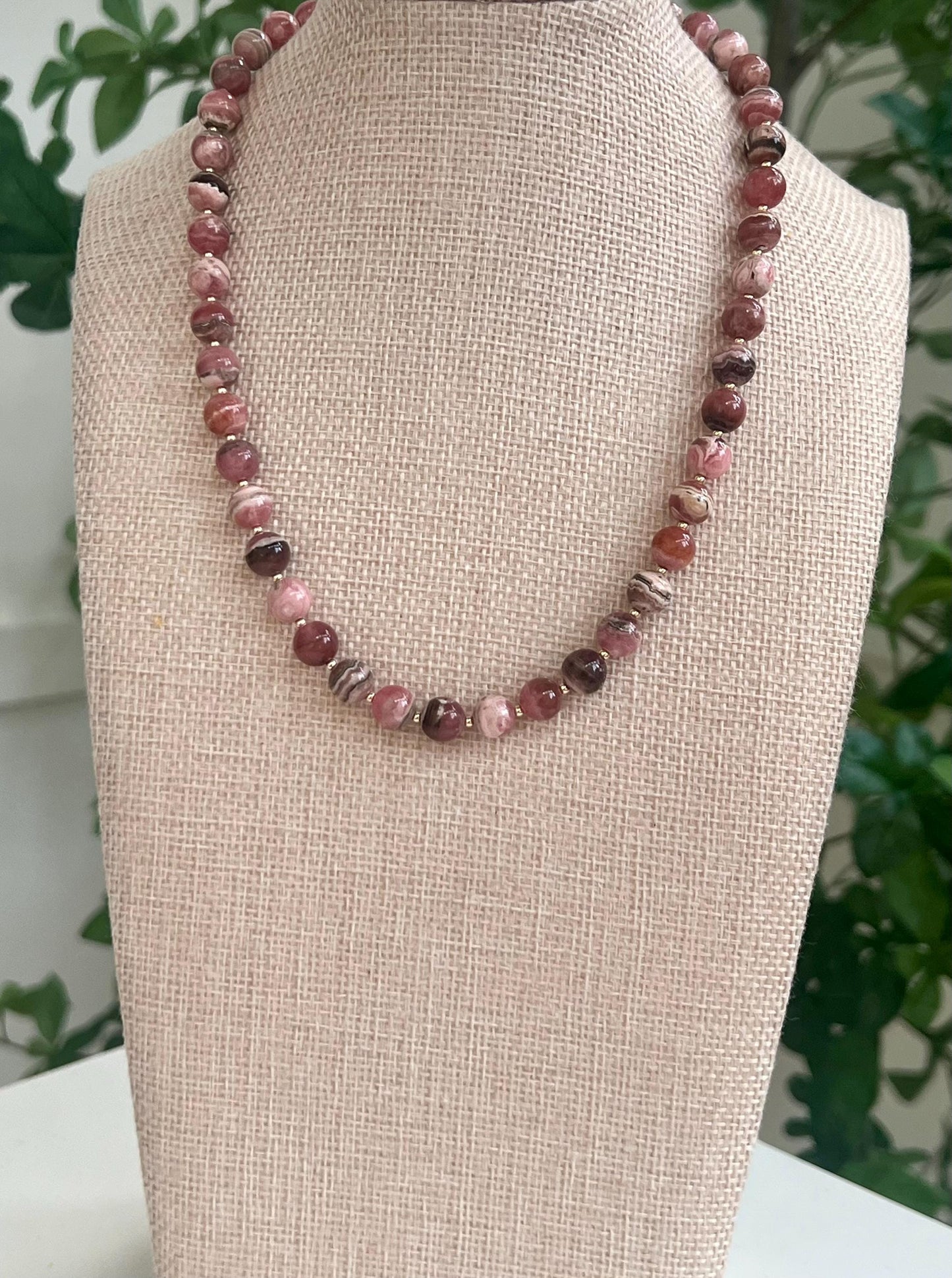 Rhodochrosite Beaded Necklace