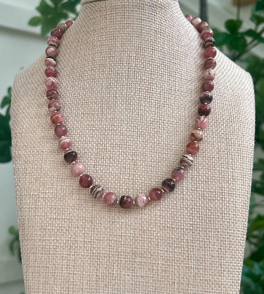 Rhodochrosite Beaded Necklace