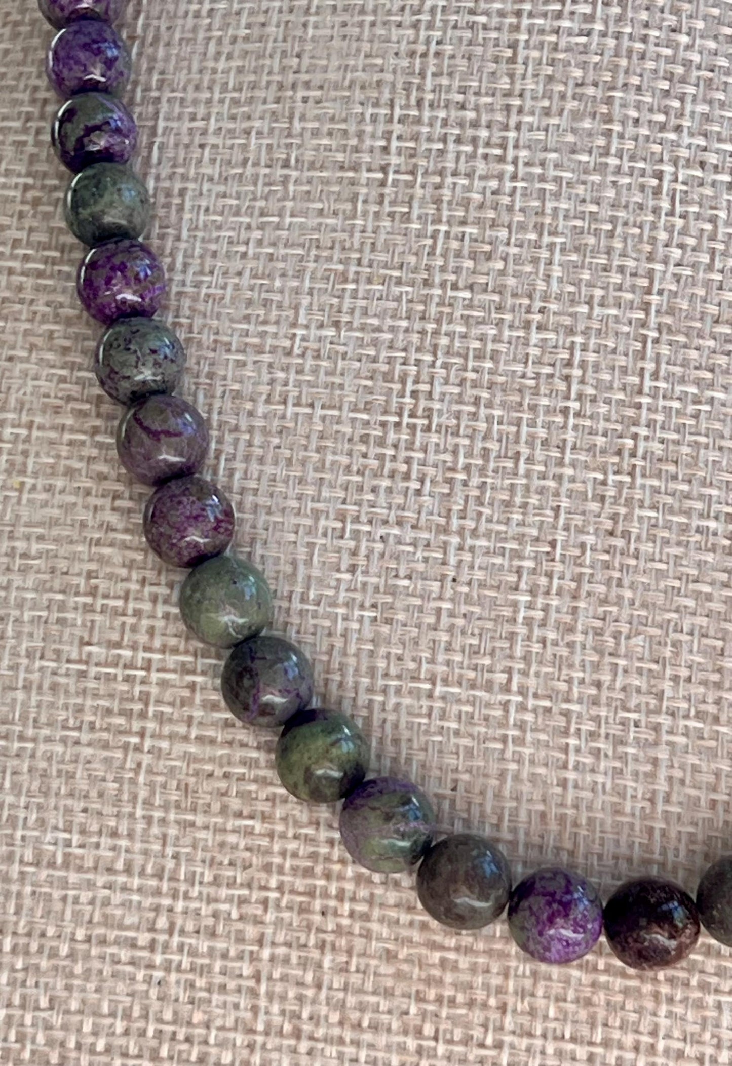 Atlantisite Stichtite Beaded Necklace 18k Gold Filled Clasp 8mm Smooth Round Beads Grade AA Atlantisite Stichite Natural Gemstone Necklace