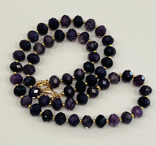 Dark Lepidolite Beaded Necklace