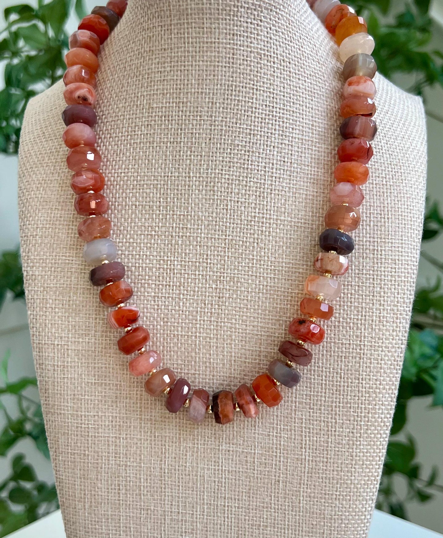 Red Botswana Agate Chunky Beaded Necklace
