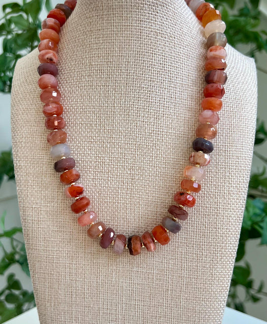 Red Botswana Agate Chunky Beaded Necklace