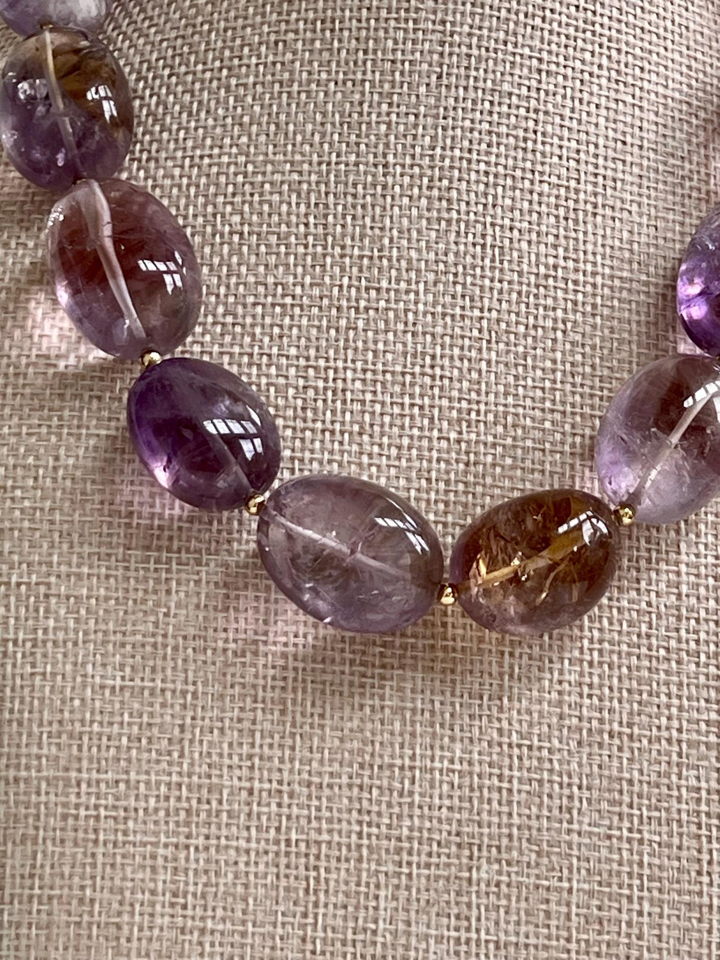 Ametrine Beaded Necklace 18k Gold Filled Clasp/Beads Large Ametrine Chunky Statement Necklace 25x20mm Stones Approx