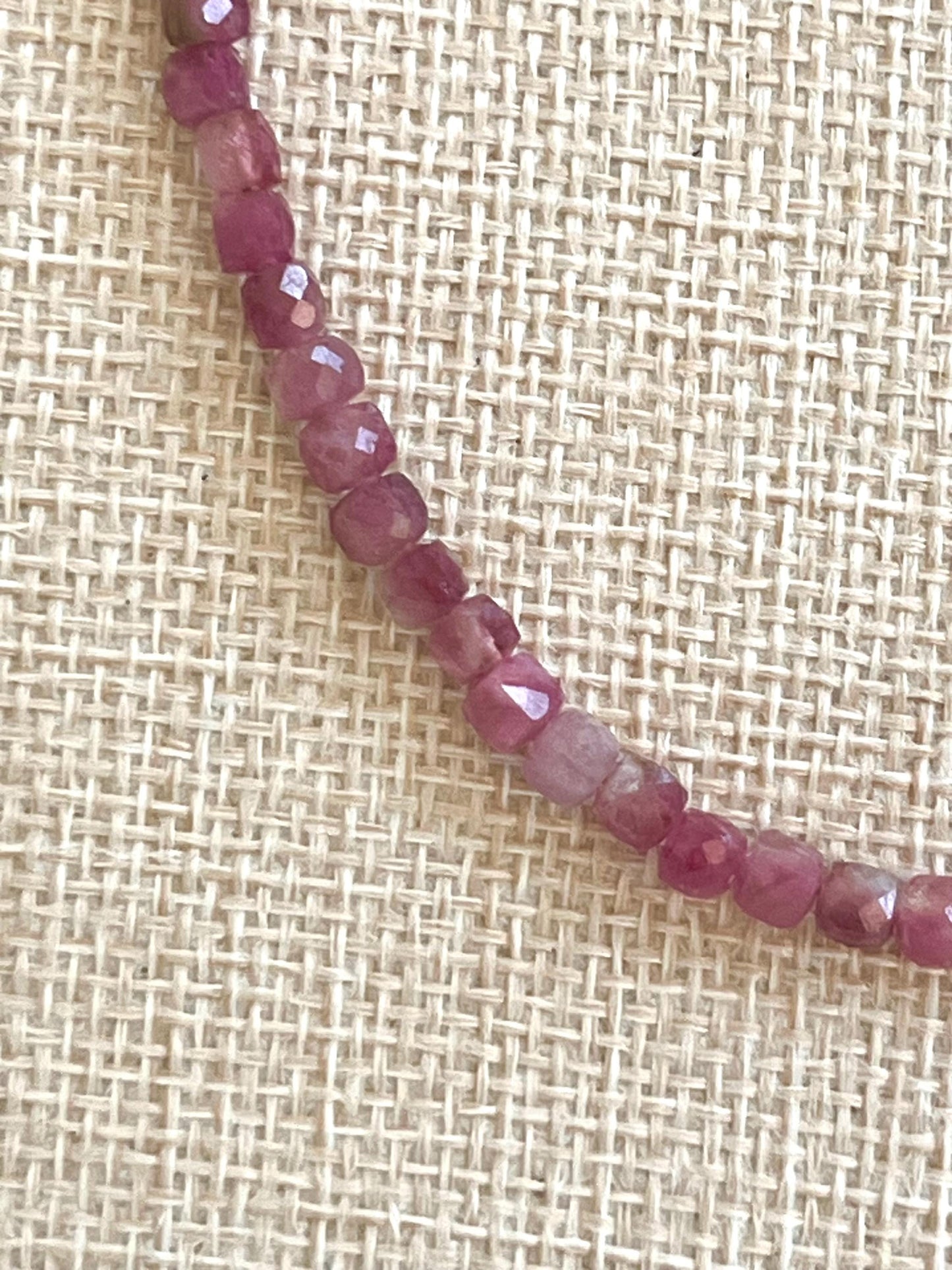 Pink Tourmaline Beaded Necklace 18k Gold Filled Clasp 4mm Cubed Tourmaline Beads Pink Beaded Necklace Natural Gemstone Beaded Necklace