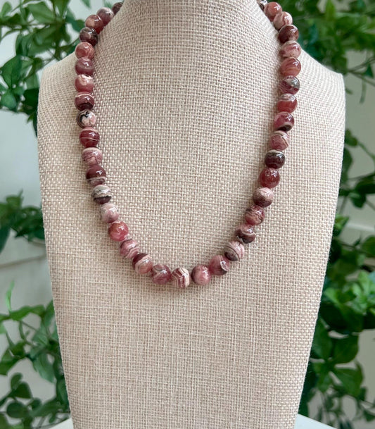 Rhodochrosite Beaded Necklace