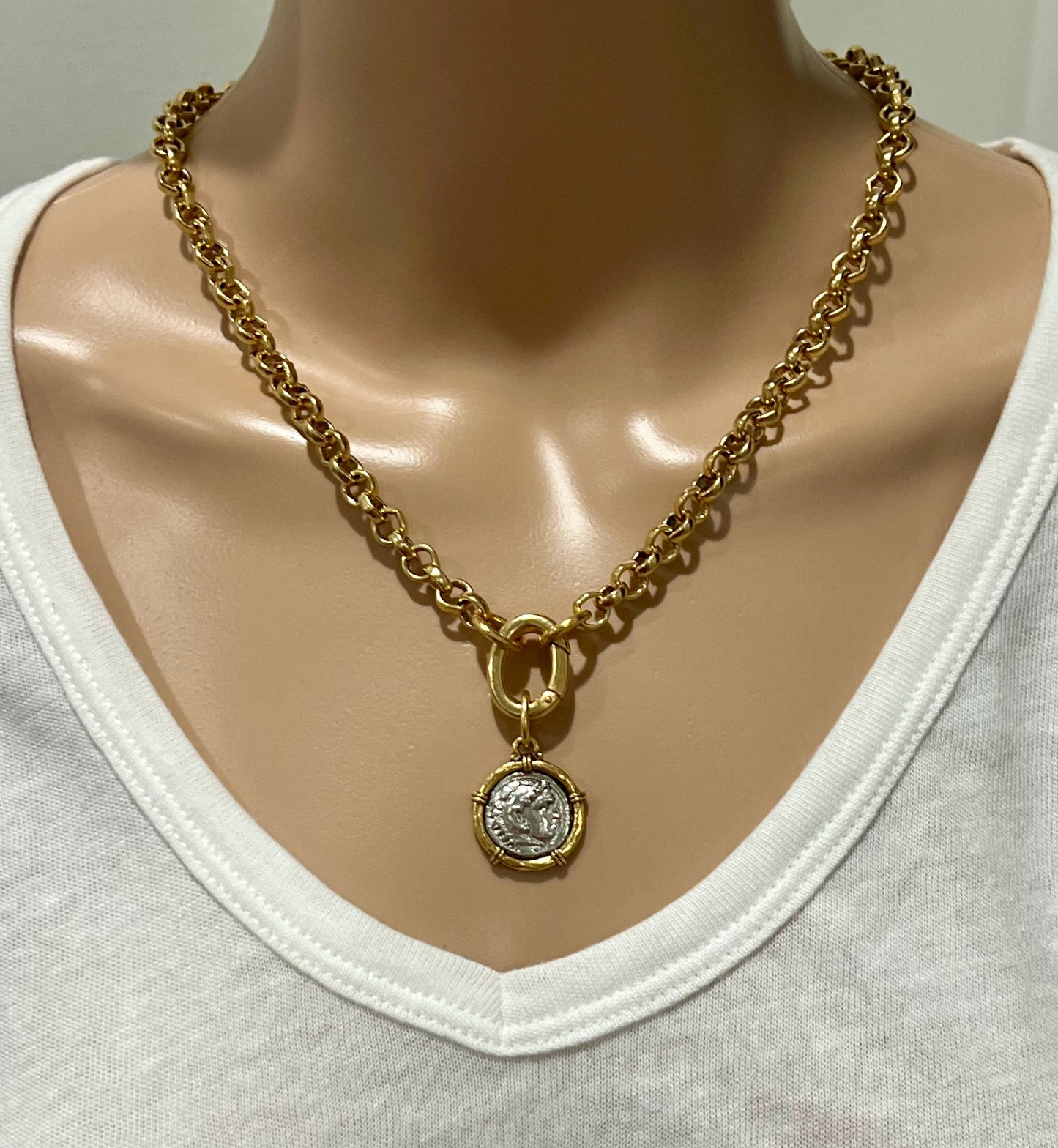 Gold Rolo Thick Chain Layering Necklace
