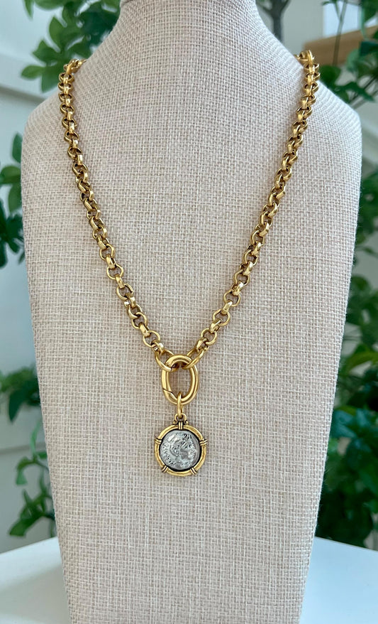 Gold Rolo Thick Chain Layering Necklace