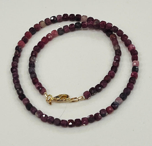 Red Tourmaline Beaded Necklace