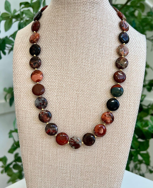 Green Chrysocolla Beaded Necklace with 18k Gold Filled Clasp and Accent Beads Natural Semi-Precious Gemstone Colorful Beaded Necklace