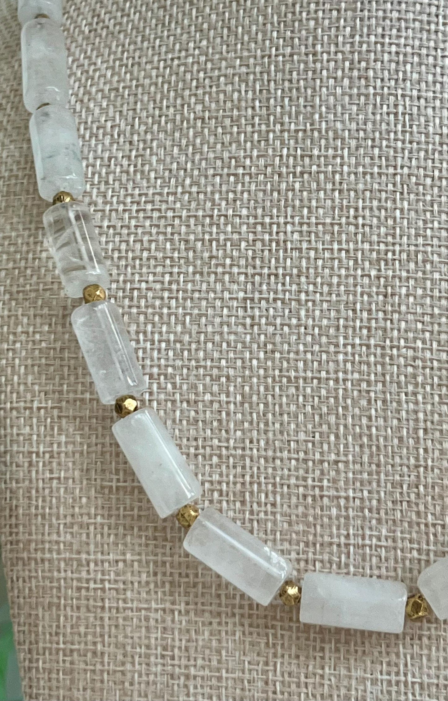 Clear Quartz Beaded Necklace Non-Tarnish Gold Plated Pewter Toggle Clasp/Beads Clear Quartz Layering Necklace Semi-Precious Gemstones
