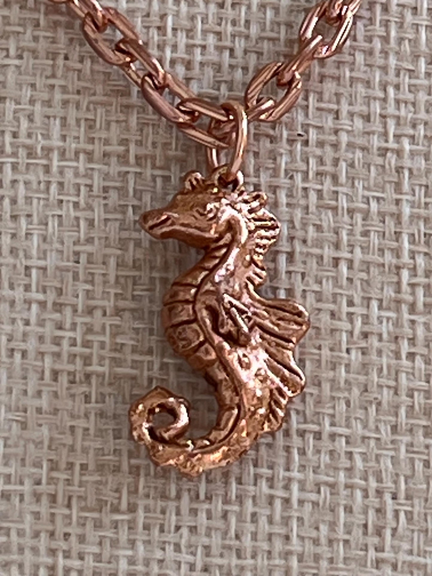 Rose Gold Layering Necklace with Seahorse Pendant Gorgeous Layering Statement Sea Creature Necklace Green Girl Studios Rose Gold Chain