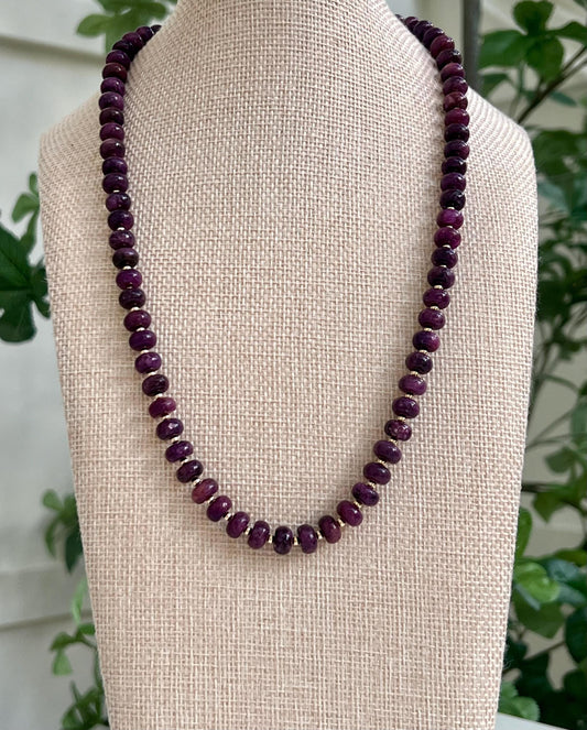 Dark Lepidolite Beaded Necklace