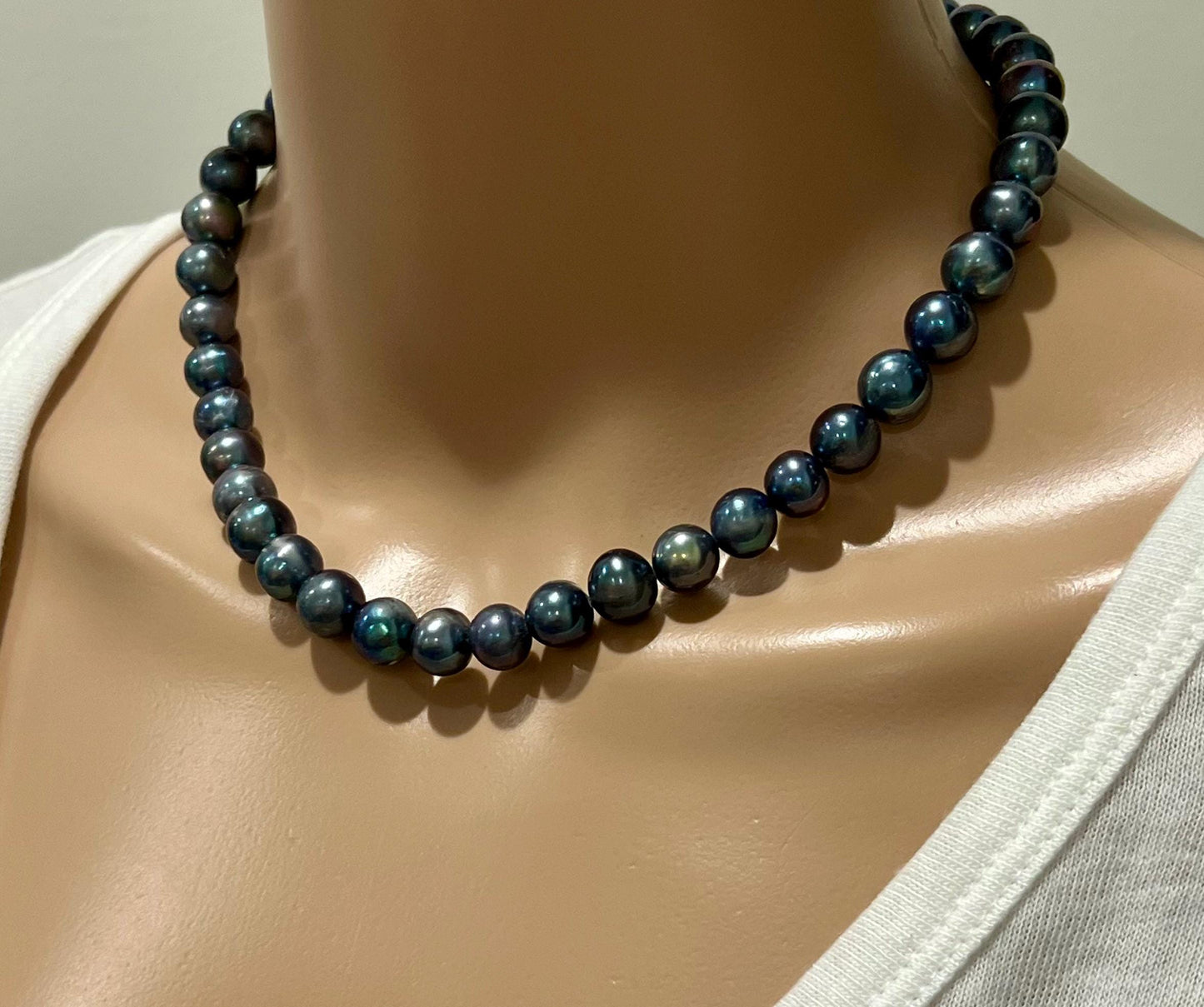 Peacock Pearl Beaded Necklace with 18k Gold Filled Clasp Grade A Peacock Pearl Natural Semi-Precious Gemstones Peacock Freshwater Pearls