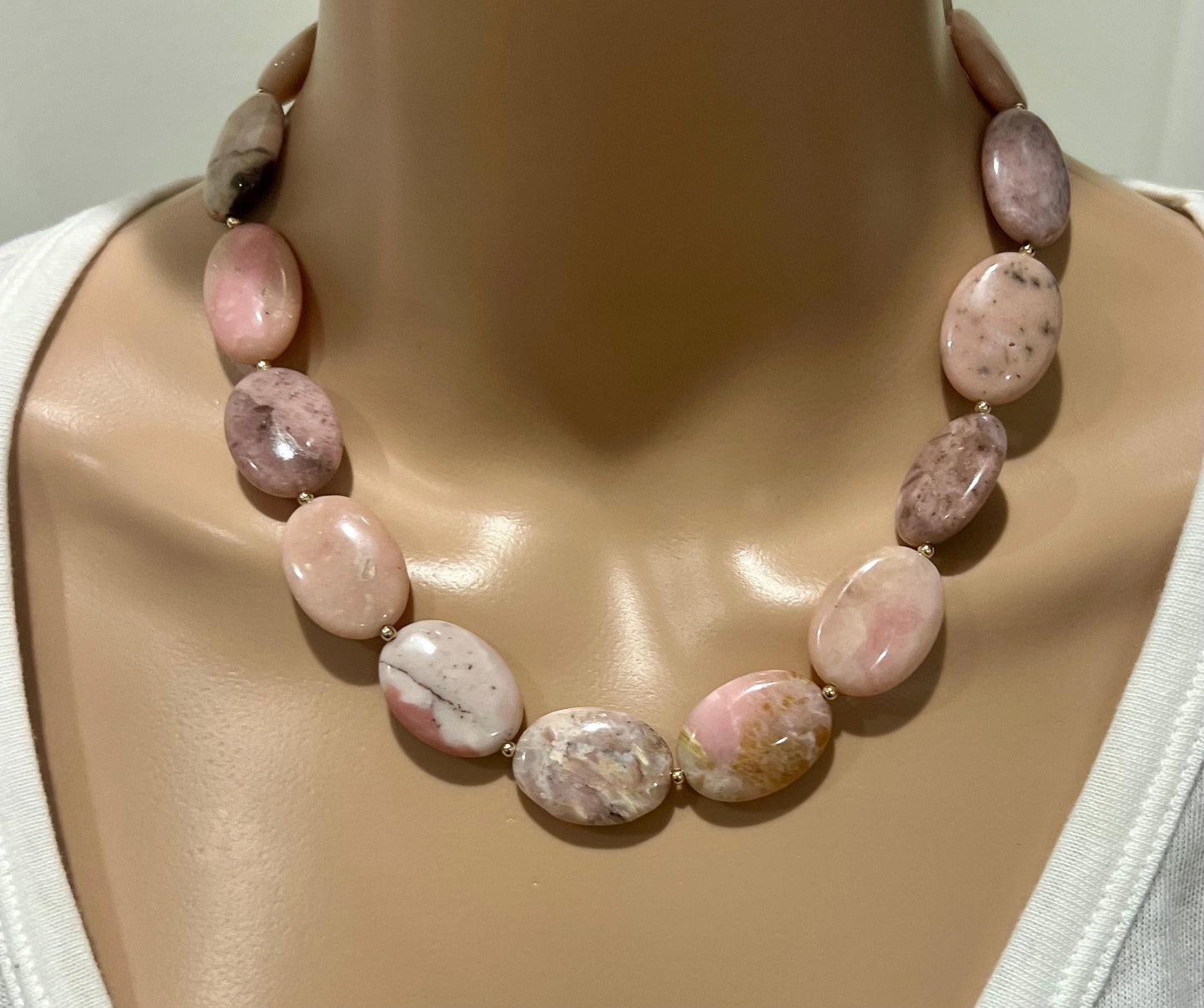 Pink Opal Beaded Necklace