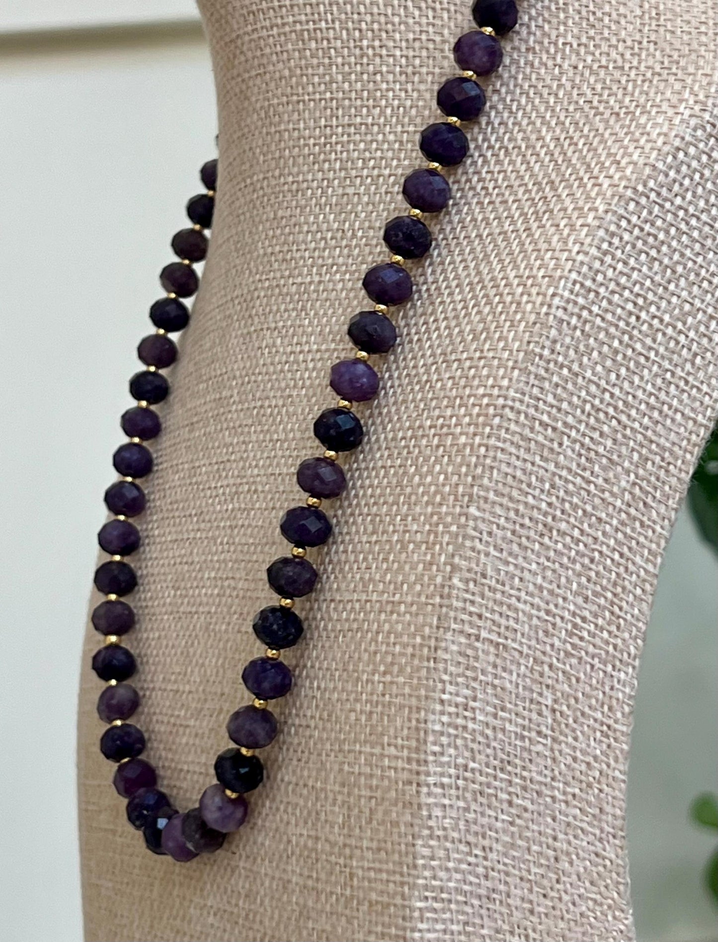 Dark Lepidolite Beaded Necklace