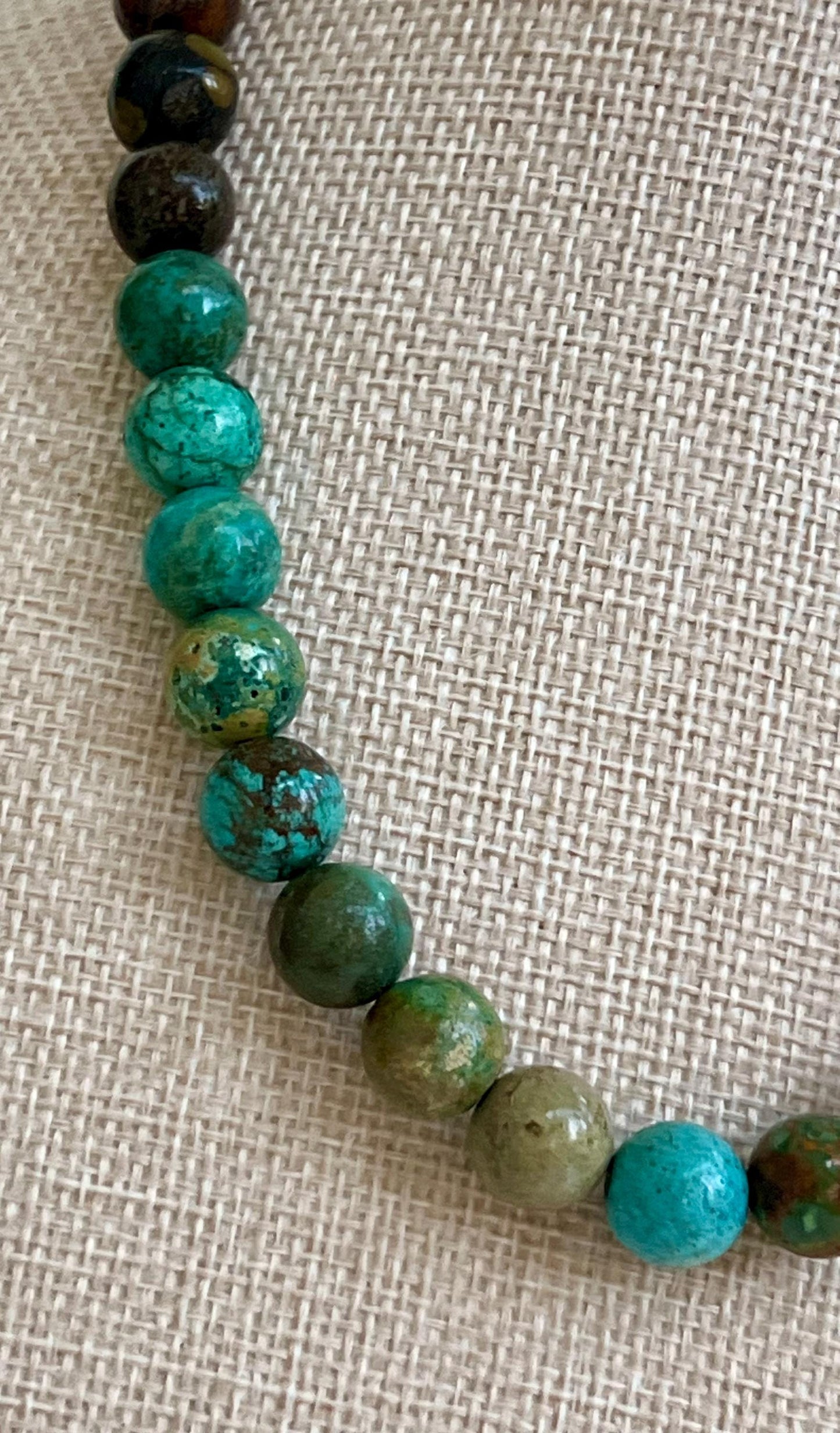 Natural Turquoise Beaded Necklace 18k Gold Filled Clasp/Beads Smooth Round 11mm Natural Turquoise Beads Gorgeous Colors