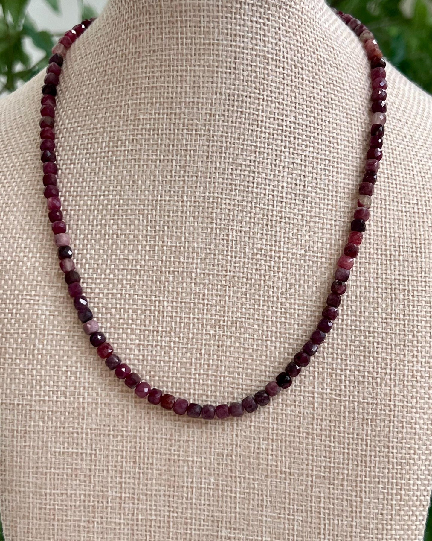 Red Tourmaline Beaded Necklace