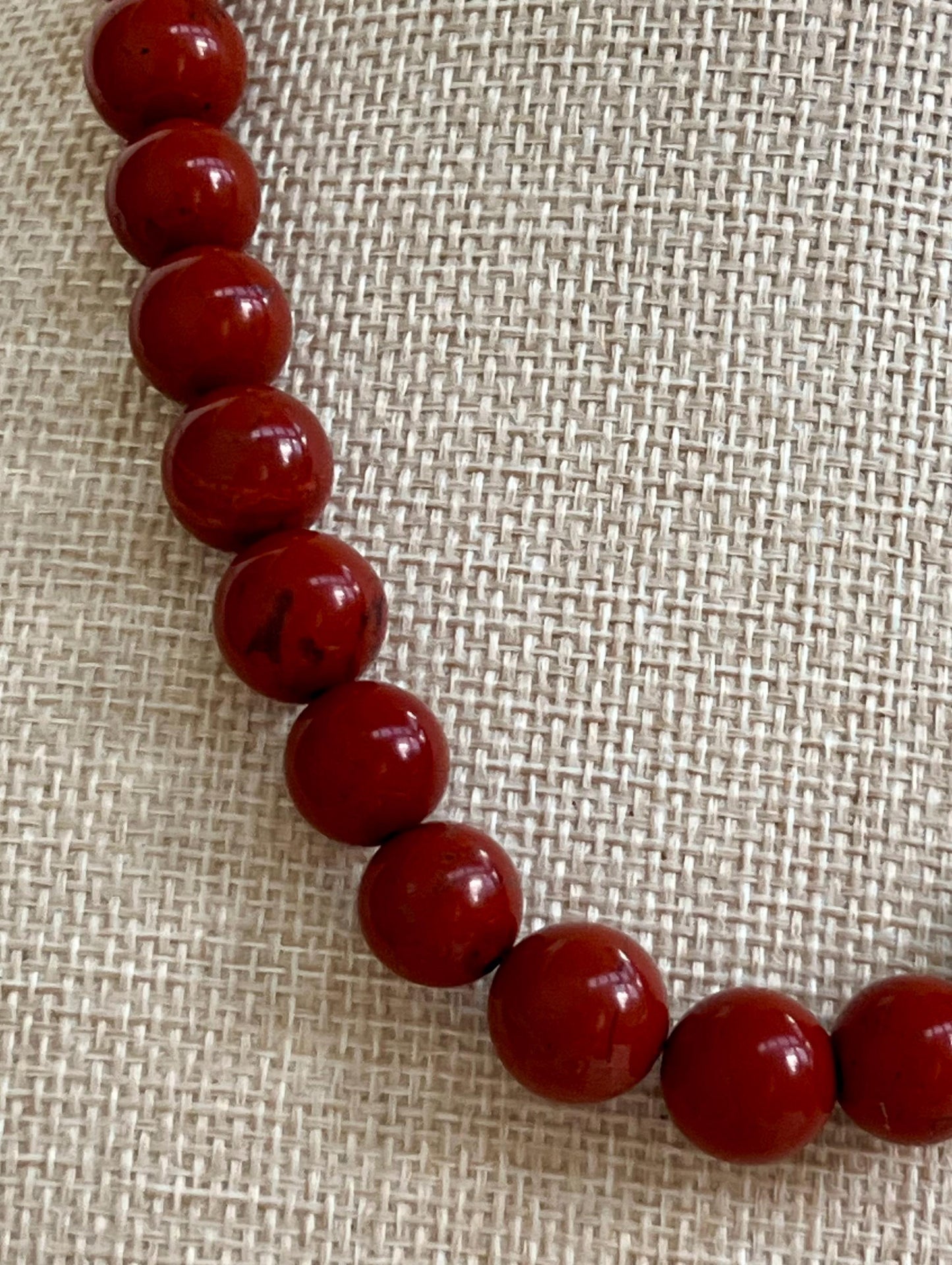 Red Jasper Beaded Necklace 18k Gold Filled Clasp 18k Gold Filled Beads Natural Semi-Precious Gemstones 12mm Red Jasper Beaded Necklace