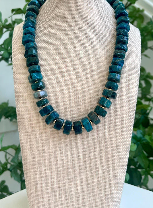 Blue Apatite Beaded Statement Necklace