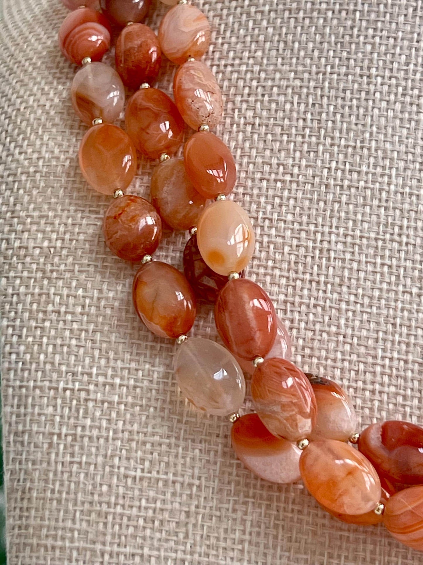 Botswana Agate Three Strand Beaded Necklace