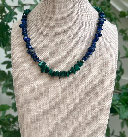 Malachite and Lapis Beaded Necklace