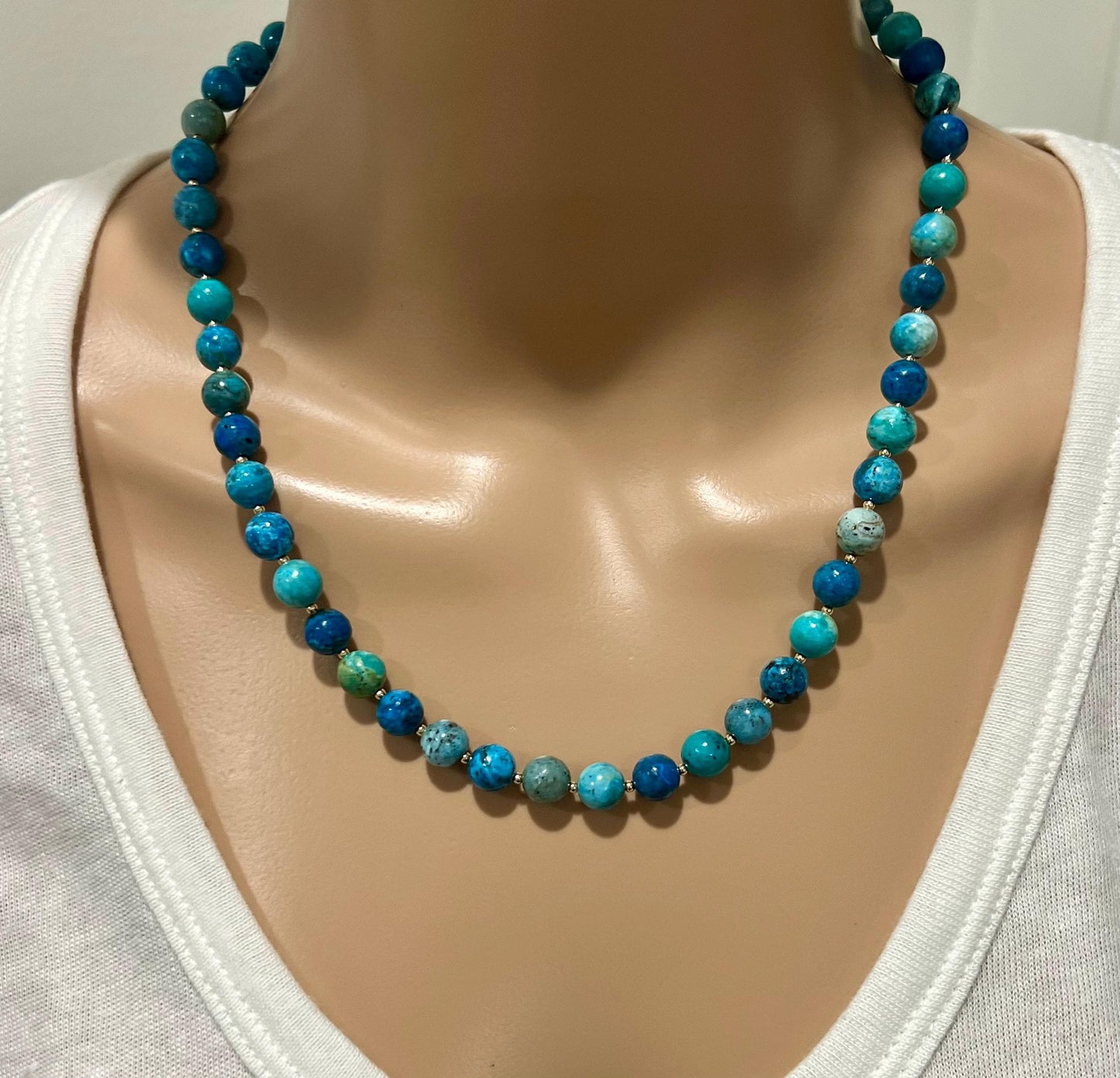 Blue Opal Beaded Necklace