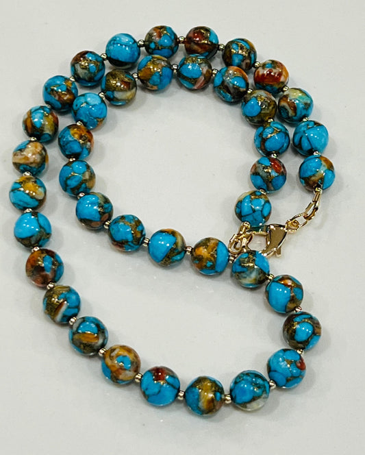 Natural Spiny Oyster Mohave Copper Turquoise Necklace