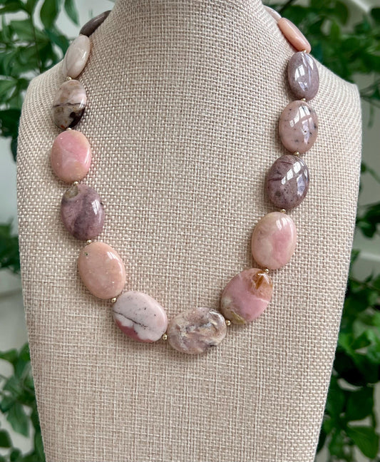 Pink Opal Beaded Necklace