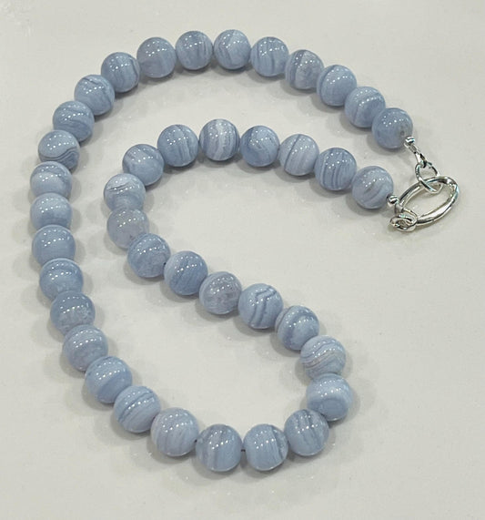 Blue Lace Agate Beaded Necklace