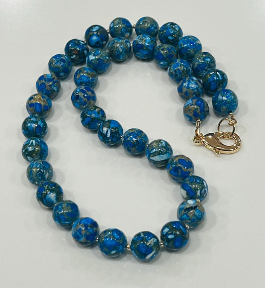 Mohave Copper Royal Blue Turquoise Beaded Necklace