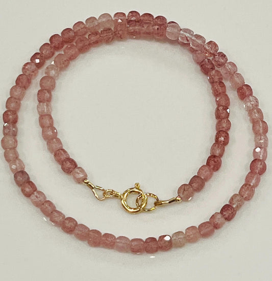 Strawberry Quartz Beaded Necklace