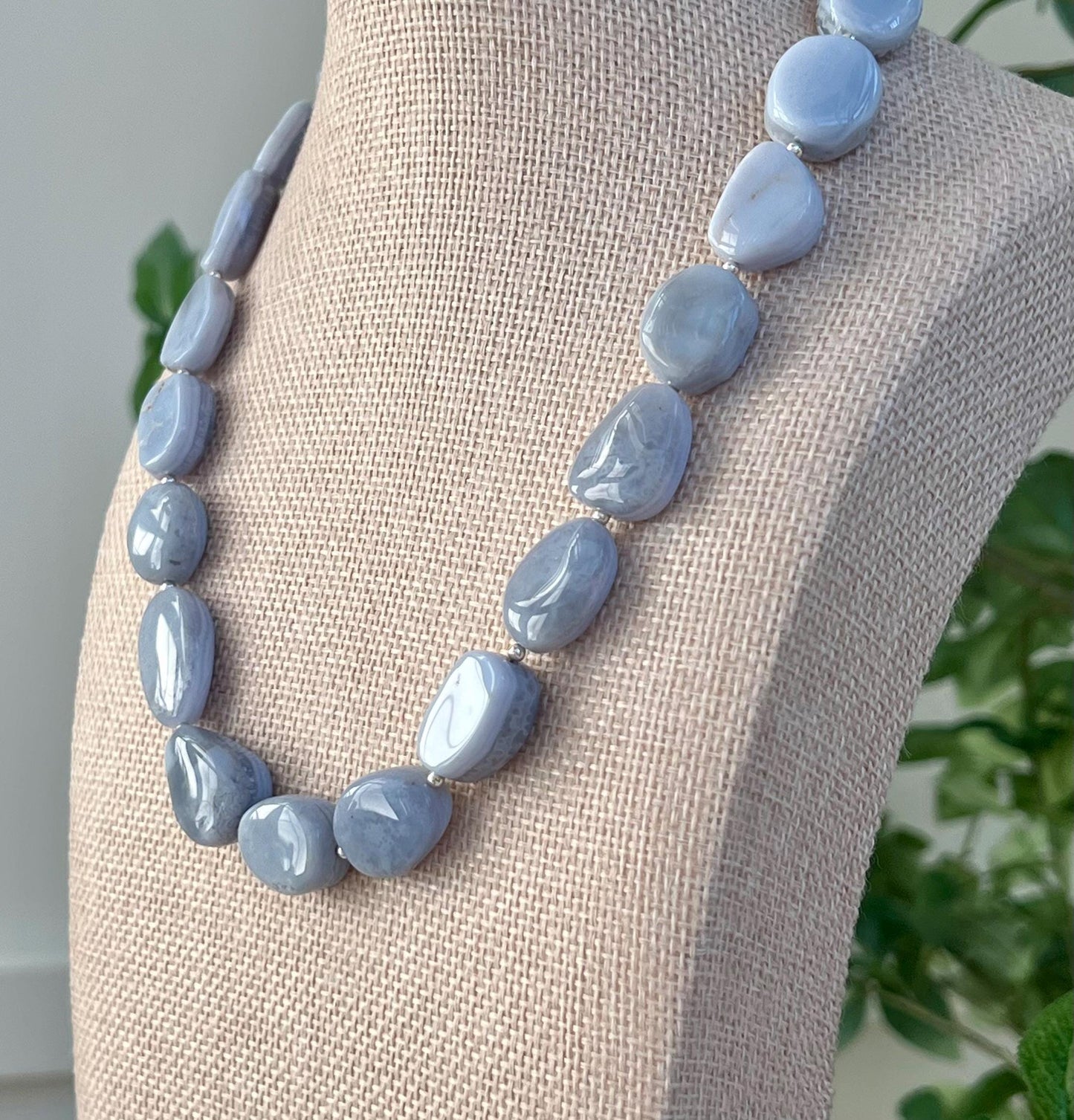 Blue Lace Agate Beaded Necklace