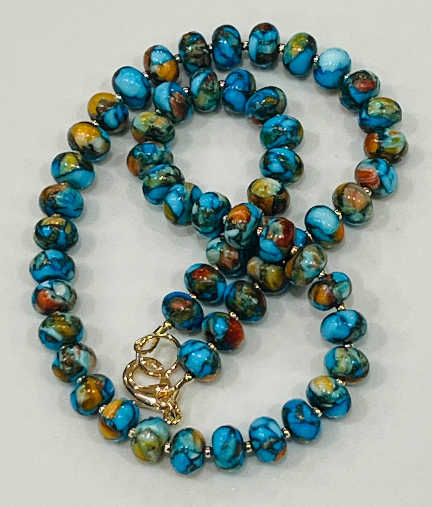 Turquoise and Spiny Oyster Beaded Necklace