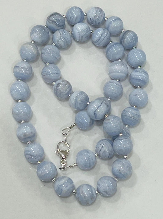 Blue Lace Agate Beaded Necklace