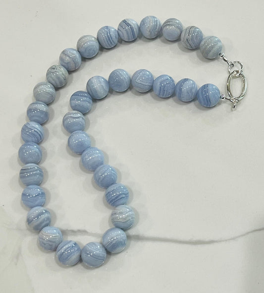 Blue Lace Agate Beaded Necklace