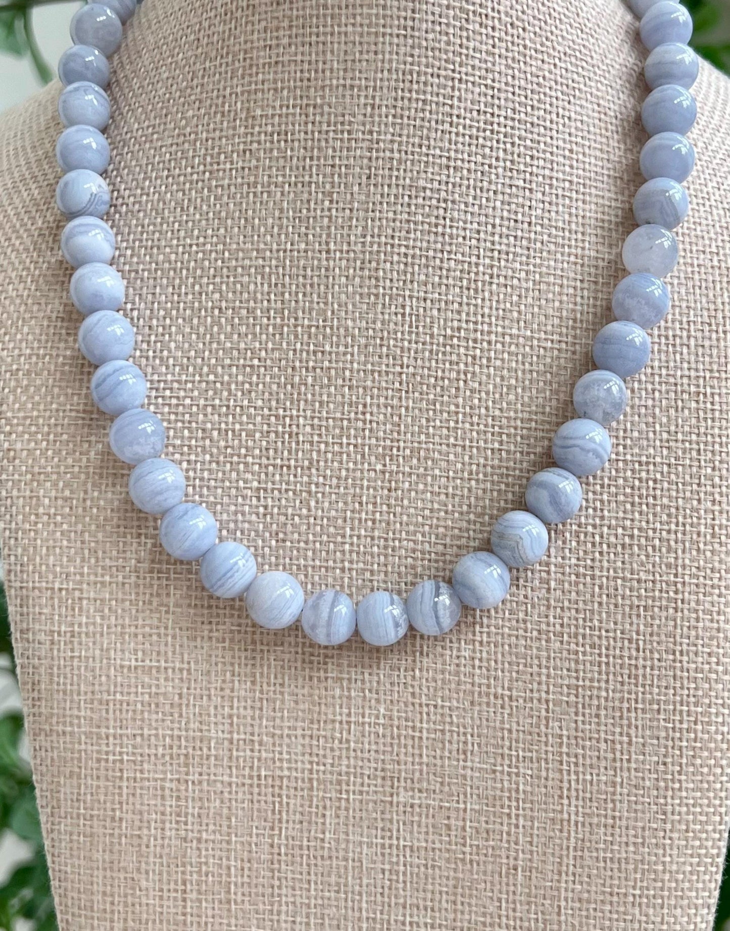 Blue Lace Agate Beaded Necklace