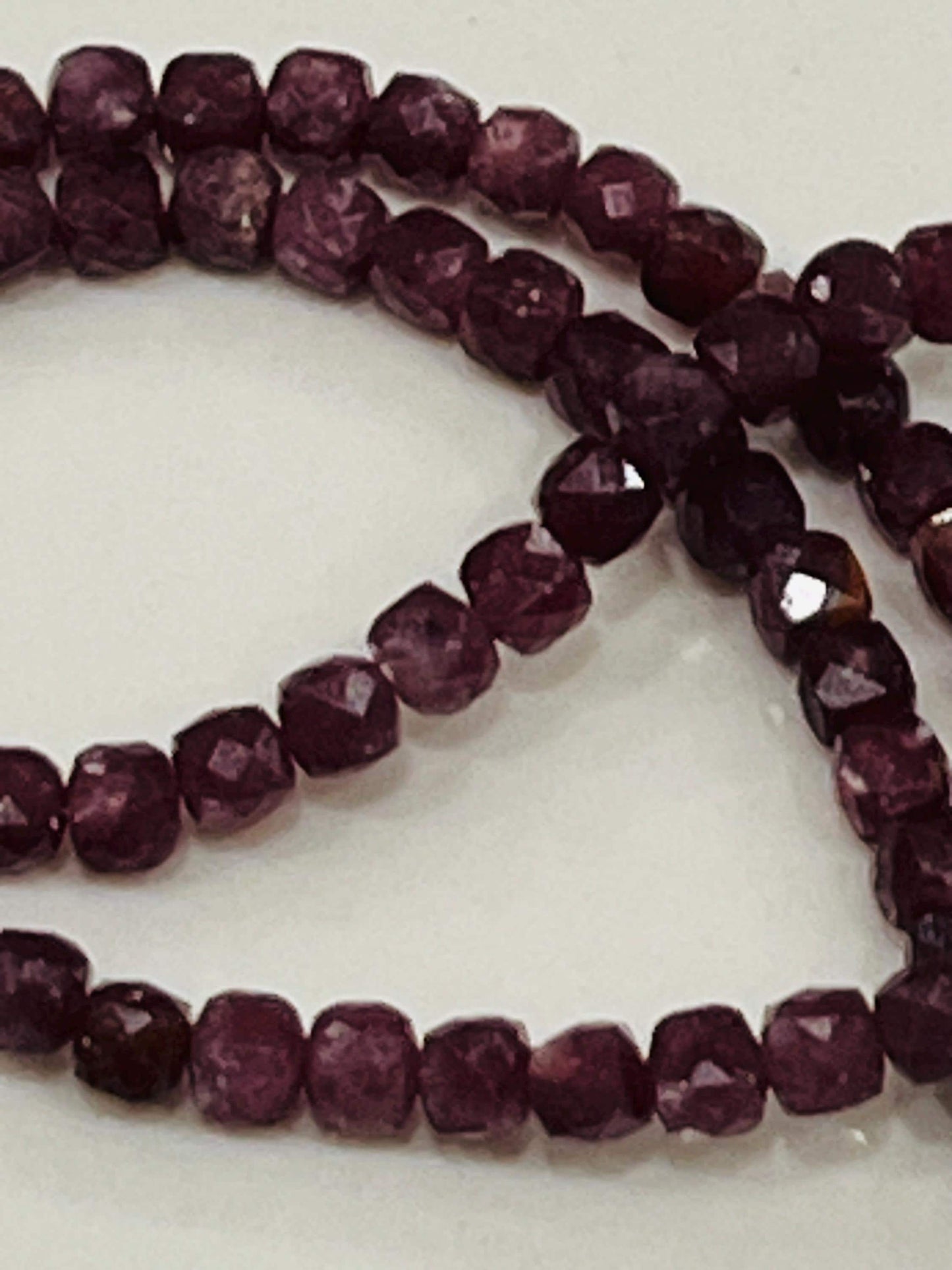 Purple Mica Beaded Necklace 18k Gold Filled Clasp 4mm Cubed Beads Deep Purple Beaded Necklace Natural Gemstone Beaded Necklace