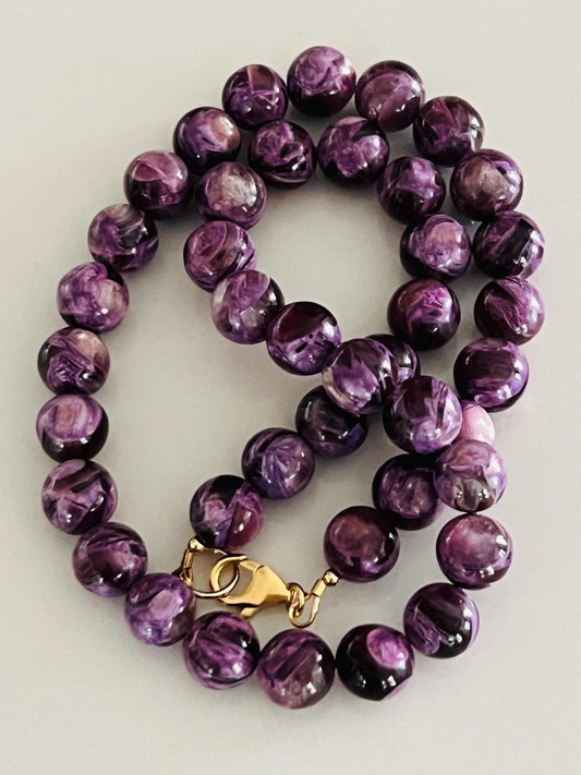 Purple Mica Muscovite Beaded Necklace