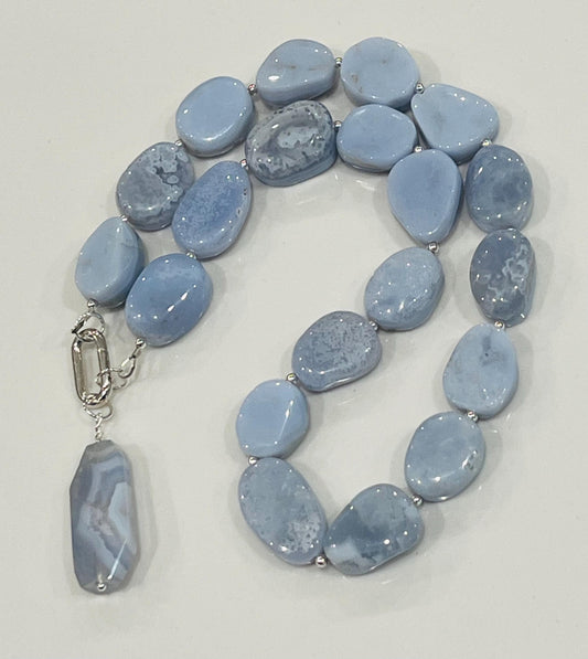Blue Lace Agate Beaded Necklace