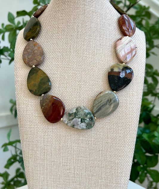 Ocean Jasper Beaded Statement Necklace