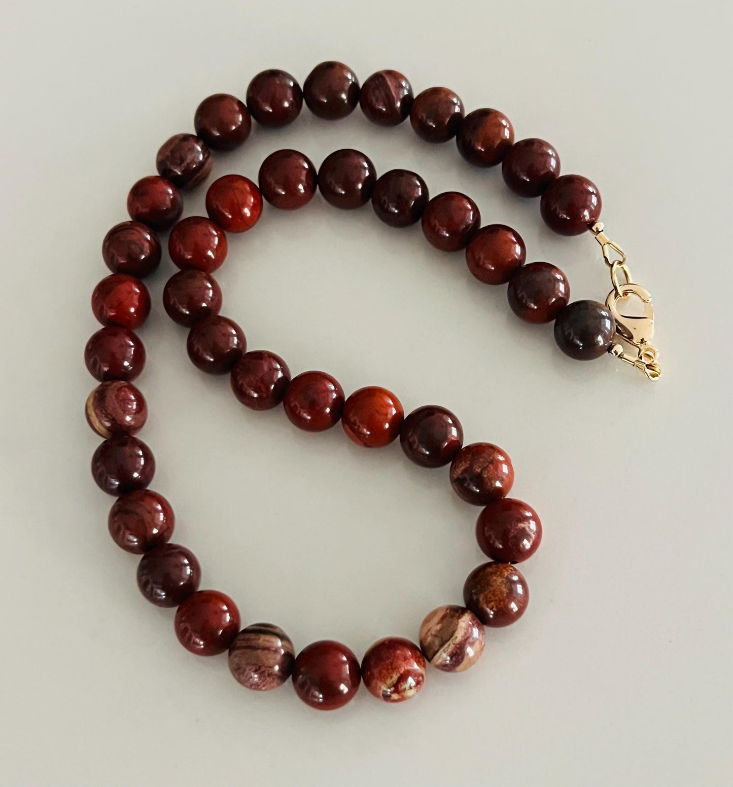 Red Apple Jasper Beaded Necklace